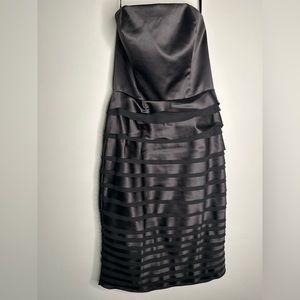 Little Black Strapless Leather Dress 🖤✨